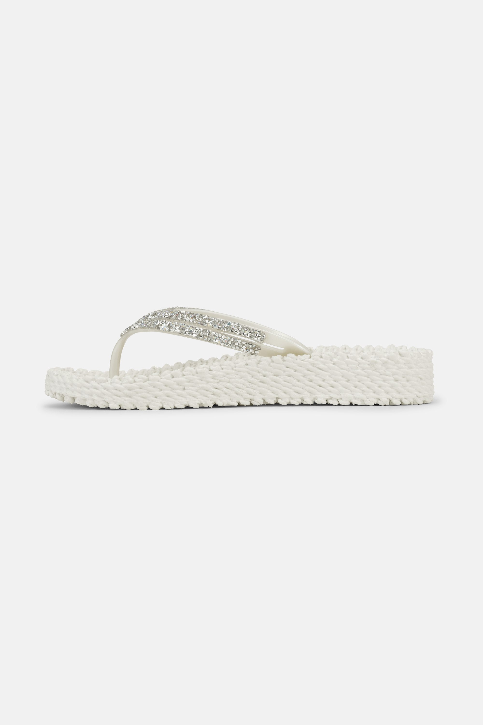 Platform Flip-flops Glitter Stones - Creme